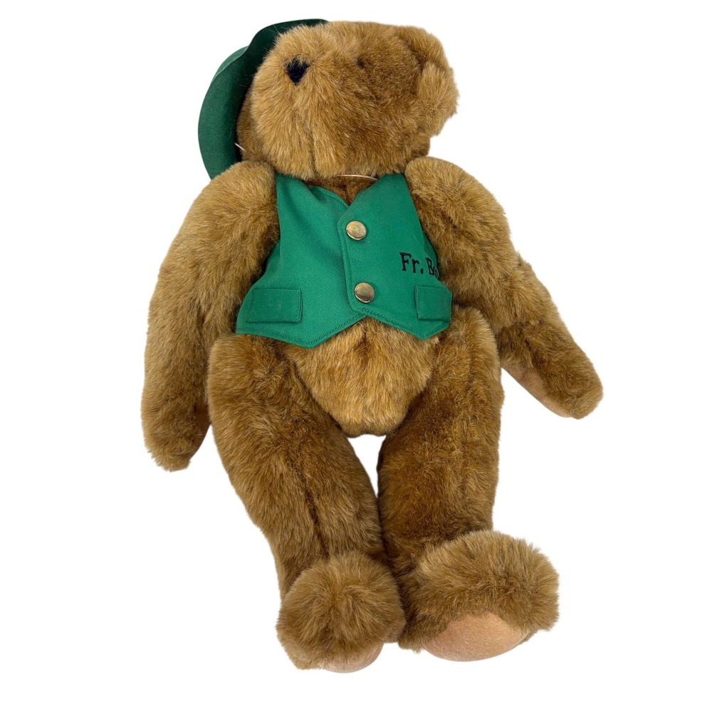 Vermont Teddy Bear St Patricks Day Fr Bob Irish Green Vest Hat Plush 15 inch